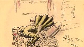 Vintage Illustration Of Erotic Art From The Past.