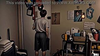 Nerdy girl in 3d hentai outfit encounters huge monster with big cock