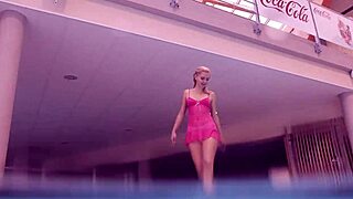 Proklova strips bikini and swims nude in pool, blonde teen bathing.