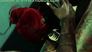 in secondlife, white slut performs deepthroat sucking in public outdoor scene