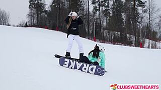 I went from snowboarding to fucking alice flore and amelia ost's pussies.