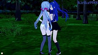 chris yukine and tsubasa intense lesbian play in symphogear?