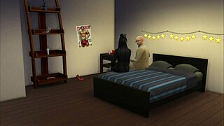 Little Chinese whore in pantyhose serves client in brothel.