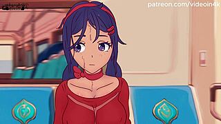 Mita gets pounded in subway inside hentai cardboard parody