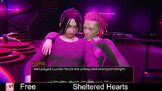 Sheltered hearts explore dating in erotic game.