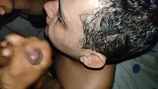 Gay Lover Feels Ecstasy With Milk In Mouth