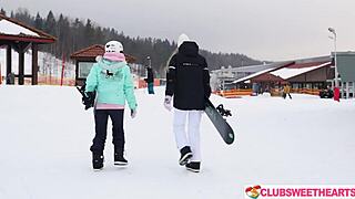 I went from snowboarding to fucking alice flore and amelia ost's pussies.