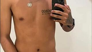 Pauzudo voyeurs big cock in shopping dressing room. Shower scene with monster cock.