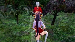 Why is Akeno blindfolded giving that bj to Kuroka in this hsdxd ntr madness?