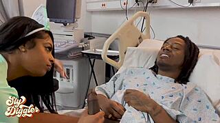 Mia Mercy in the hospital, teasingly collecting my semen sample?