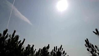 Francky strokes his cock and shoots cum in the forest.