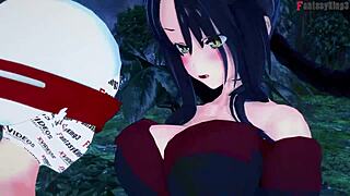 Why is Akeno blindfolded giving that bj to Kuroka in this hsdxd ntr madness?