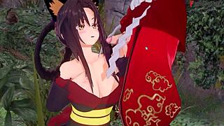 Why is Akeno blindfolded giving that bj to Kuroka in this hsdxd ntr madness?