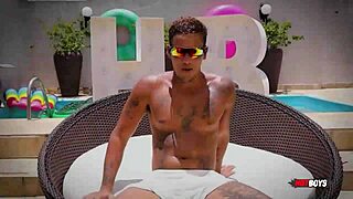 naughty kitten having fun with the tattooed guy