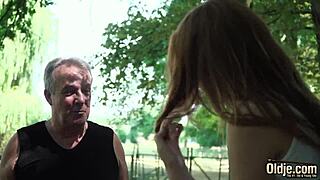 Young 18+ Redhead Seduces Grandpa for Intense Cowgirl Action