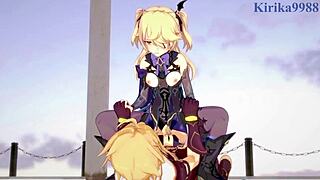 Amber And Fischl Fuck Aether Hard!