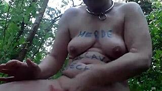 i am the female slave in the forest masturbating outdoors