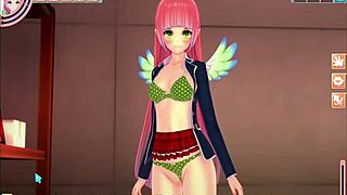 Pink hair girl experiences her first time in a 3d anime adventure