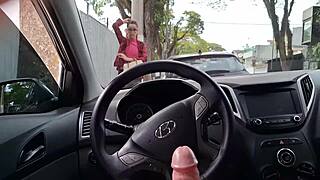 Risky Outdoor Handjob for Student in Public Streets?