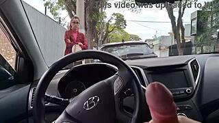 Risky Outdoor Handjob for Student in Public Streets?