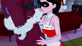 Helen Parr As Elastigirl Sucks The Wrong Santa In See-Through Hentai Full Movie! 😏