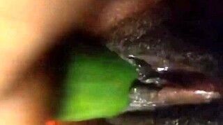 cyndy blackslave - cucumber fuck with squirt