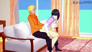hinata hyuga moans as naruto uzumaki pounds her tight pussy with intense creampie in naruto hentai