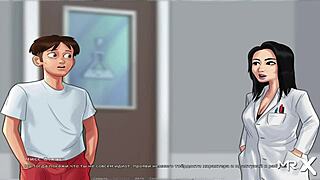 I noticed the teacher's reaction to my cock size anomaly in Summertime Saga