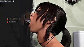 i love lara croft getting bbc at the glory hole, deepthroating huge black cock in this 3d hentai
