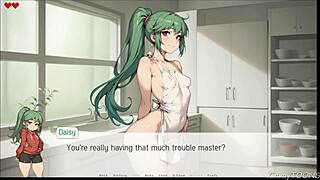 big cock thigh job in kitchen with striptease