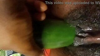 cyndy blackslave - cucumber fuck with squirt