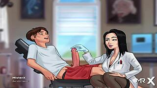 I noticed the teacher's reaction to my cock size anomaly in Summertime Saga