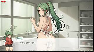 big cock thigh job in kitchen with striptease