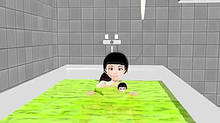 koko a strips everything in the bath for you to see