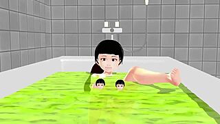 koko a strips everything in the bath for you to see