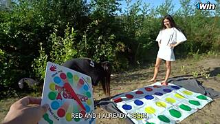 Unforgettable Twister Strip Game with Double Blowjob Dare in Forest Show