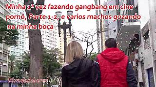 My First Time Doing Gangbang In A Porn Cinema Part 1-2 With Several Men Cumming In My Mouth