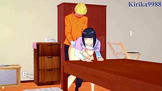 hinata hyuga moans as naruto uzumaki pounds her tight pussy with intense creampie in naruto hentai