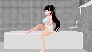 koko a strips everything in the bath for you to see