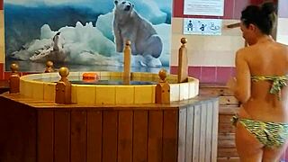 risky flashing and masturbation in public spa