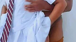 Teen Couple’s Steamy Sex with Big Natural Tits in Uniform