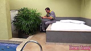 Sex Crazed Tranny Amanda Ferraz Seduces Two Men Into Bareback Threesome