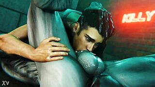 Who is Dante battling Walrider in this intense hentai showdown?