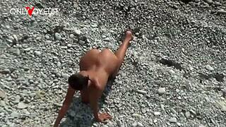 I seen hot babe naked on beach with buttplug