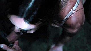 busty chick stuck in time, banged by three in forest