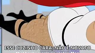 Desenho gay do heroi da bunda gigante unfolds casually