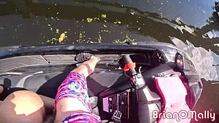 Ebony princess bounces on big dick jet-ski