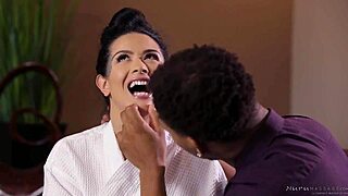 katrina jade battles an oiled monster cock in fierce action.