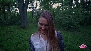 Massive Cumshot Covers Sexy Nympho’s Face in Forest! 🌲