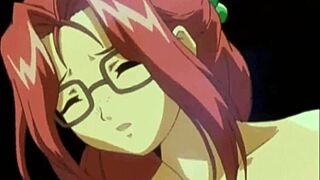 In this anime story, big titty babe masturbates as monster licks her pussy orally